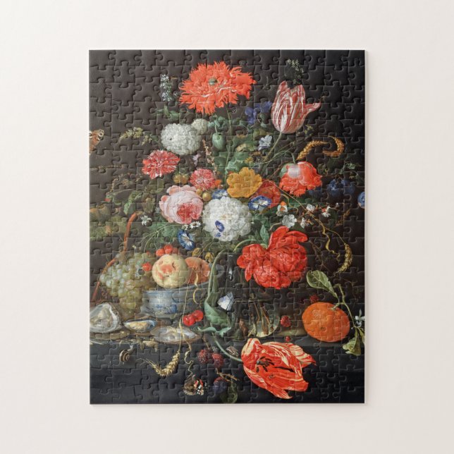 de Heem Flowers Fruit Oysters Painting Jigsaw Puzzle (Vertical)