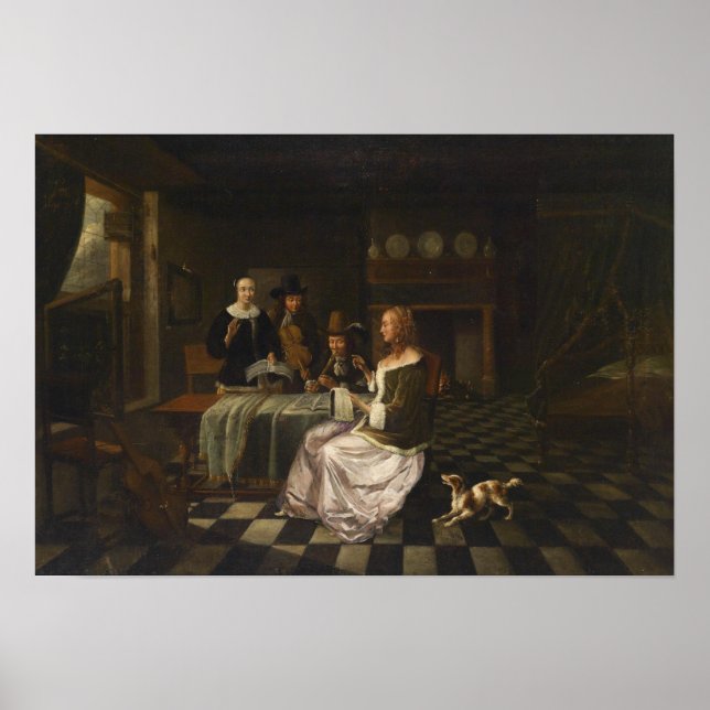 De Hooch - Interior With Four Persons Poster (Front)