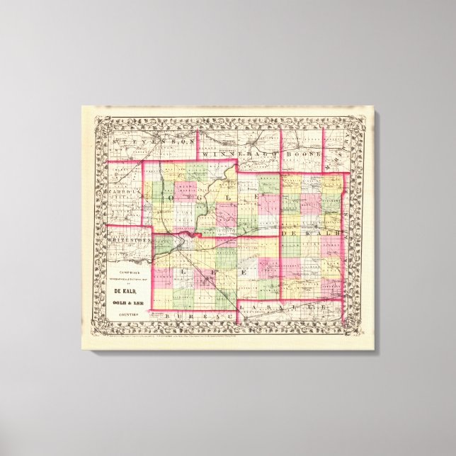 De Kalb, Ogle, Lee counties Canvas Print (Front)