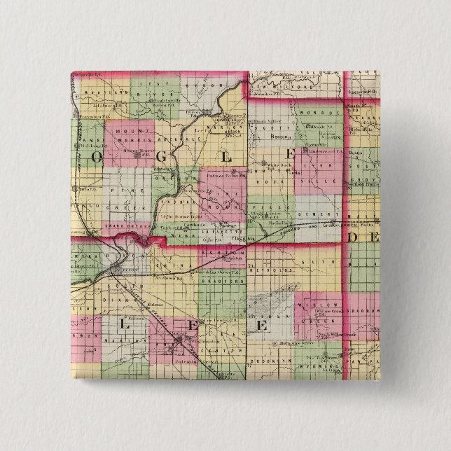 De Kalb, Ogle, Lee counties Pinback Button (Front)