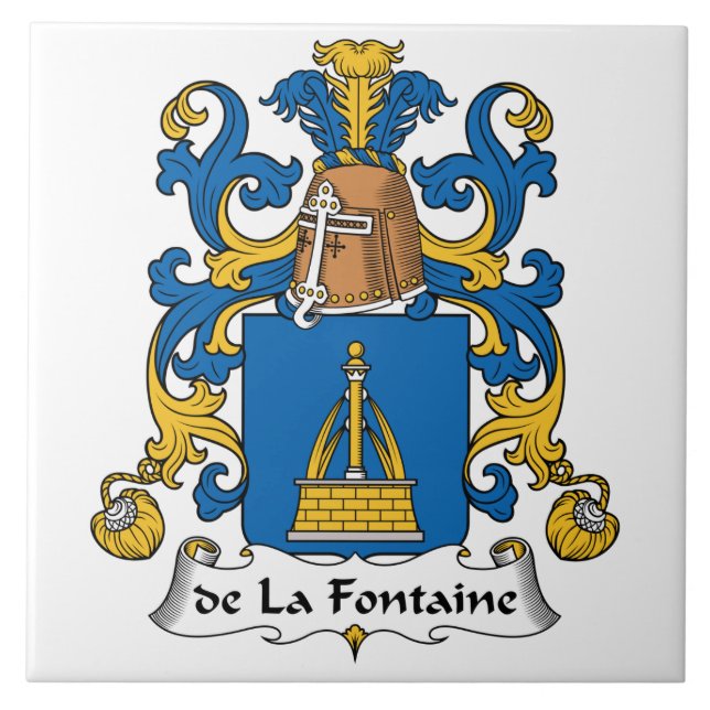 de la Fontaine Family Crest Ceramic Tile (Front)