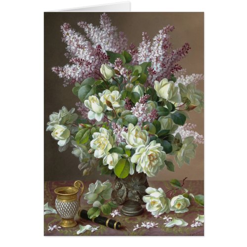 De Longpr Roses and Lilacs CC0605 Flower Card