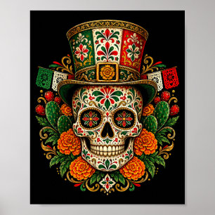 De los muertos day of the dead mexican style sugar poster