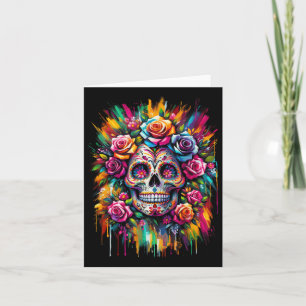 De Los Muertos Day Of The Dead Sugar Skull Hallowe Card