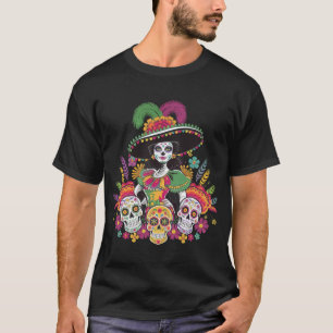 De Los Muertos La Catrina Day of The Dead Sugar Sk T-Shirt