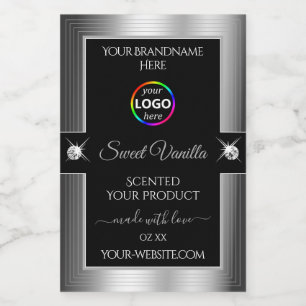 De Luxe Black Shiny Silver with Logo Product Label