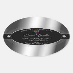 De Luxe Black Shiny Silver with Logo Product Label