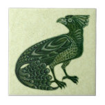 De Morgan Green Peacock (Tail down) Bird Ceramic Tile<br><div class="desc">De Morgan (1839-1917) was an important Arts & Crafts movement artist and was the head of tile production at William Morris's studio. His work was influenced by Persian and Islamic art and featured stylized flora and fauna from both life and fantasy. See our media section for a picture of how...</div>