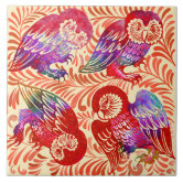 Repro Antique Whimsical Rare De Morgan Dodo Bird Ceramic Tile