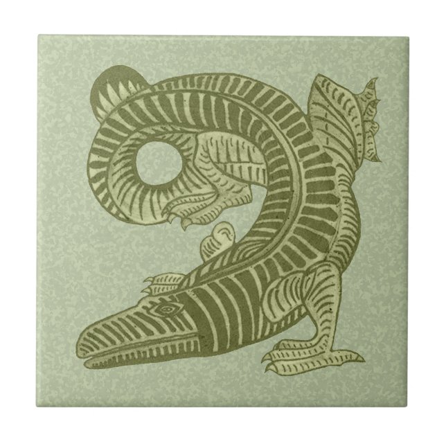 De Morgan's Alligator Small Ceramiic Tile (Front)