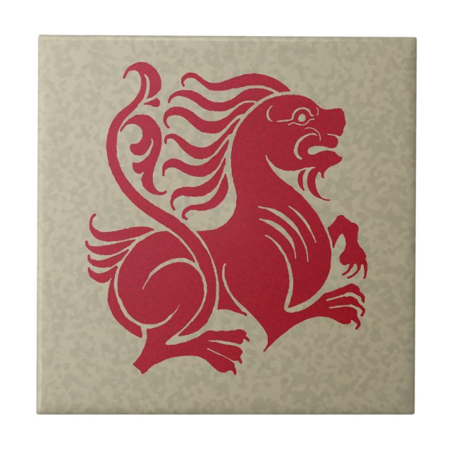 De Morgan's Lion Small Ceramic Tile (Front)