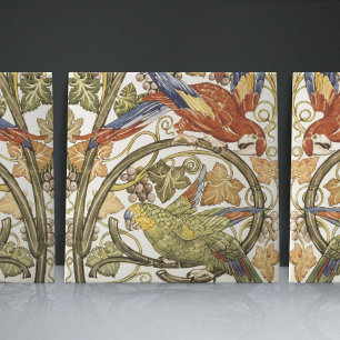 De Morgan's Parrots on Grapevine Collection Ceramic Tile