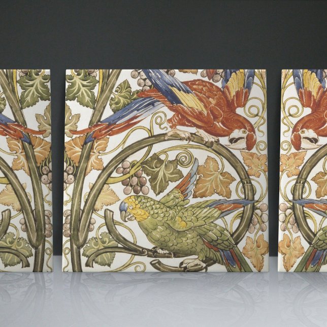 De Morgan's Parrots on Grapevine Collection Ceramic Tile (Creator Uploaded)