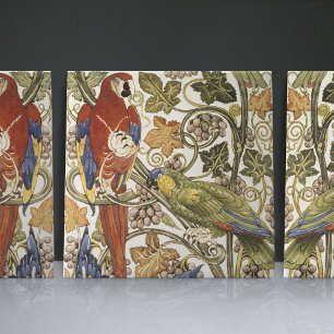 De Morgan's Parrots on Grapevine Collection Ceramic Tile