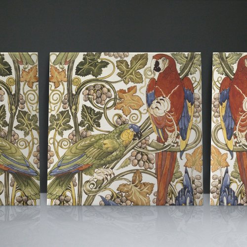 De Morgans Parrots on Grapevine Collection Ceramic Tile