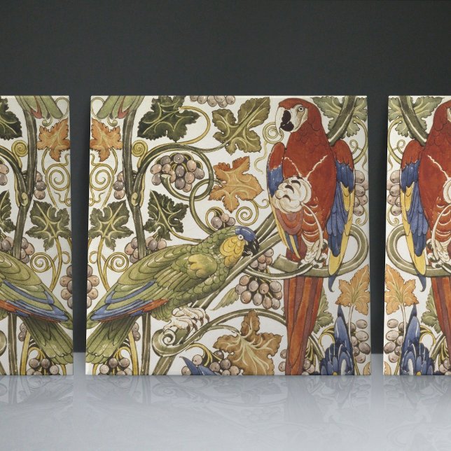 De Morgan's Parrots on Grapevine Collection Ceramic Tile (Creator Uploaded)