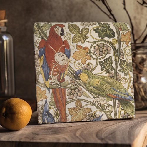 De Morgans Parrots on Grapevine Collection Trivet