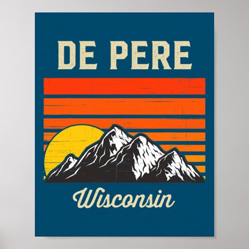 De Pere Wisconsin Retro City State USA  Poster