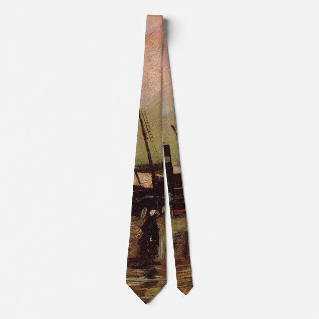 De Ruijterkade in Amsterdam by Vincent van Gogh Neck Tie (Front)