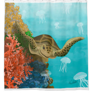 DE shower curtain turtle