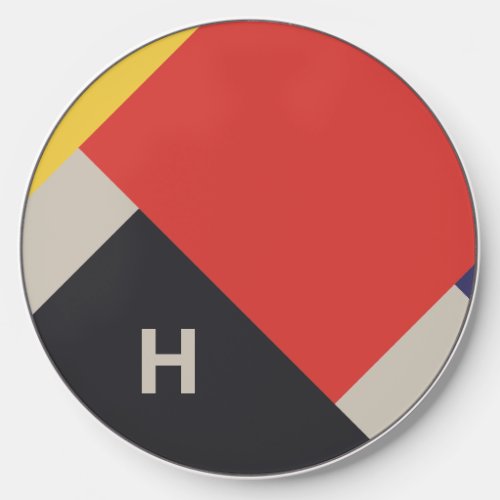 De Stijl Inspired Primary Colored Squares Monogram Wireless Charger