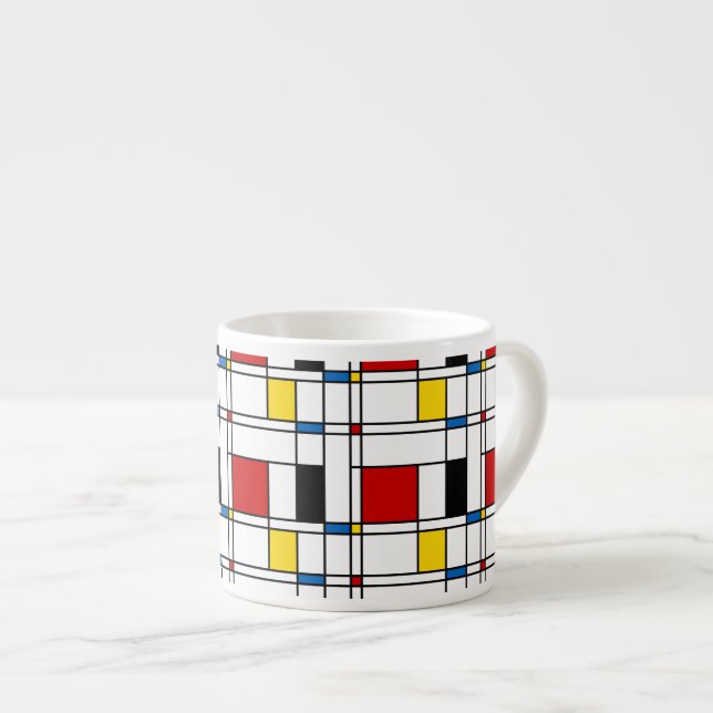 De Stijl Pattern Espresso Cup (Front Right)