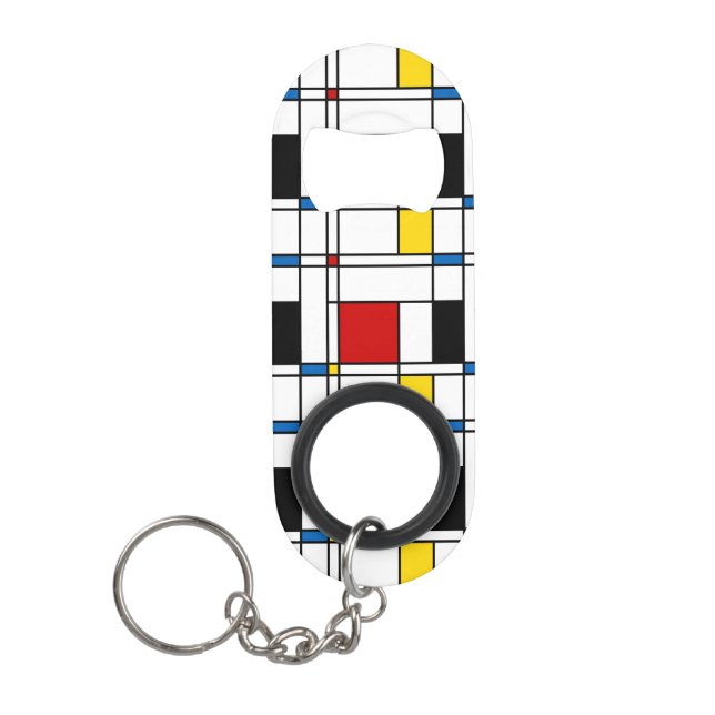 De Stijl Pattern Keychain Bottle Opener (Front)