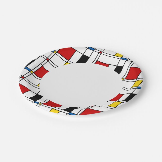 De Stijl Pattern Paper Plates (Angled)