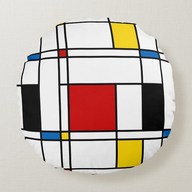 De Stijl Pattern Round Pillow (Front)