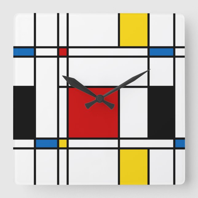 De Stijl Pattern Square Wall Clock (Front)