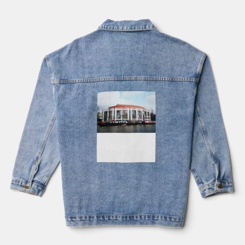 De Stopera and canal boats in Amsterdam  Denim Jacket