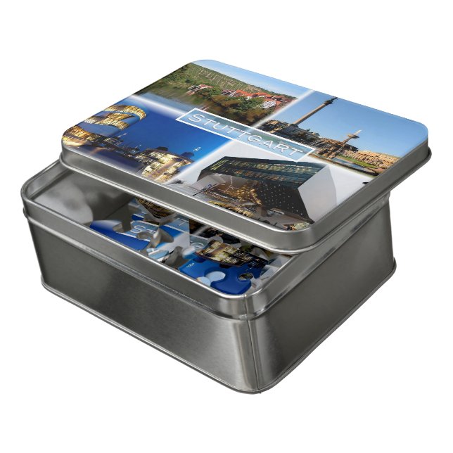 DE Stuttgart - River Neckar - Schlossplatz - Jigsaw Puzzle (Lid Open)