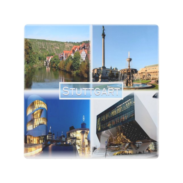 DE Stuttgart - River Neckar - Schlossplatz - Metal Print (Front)