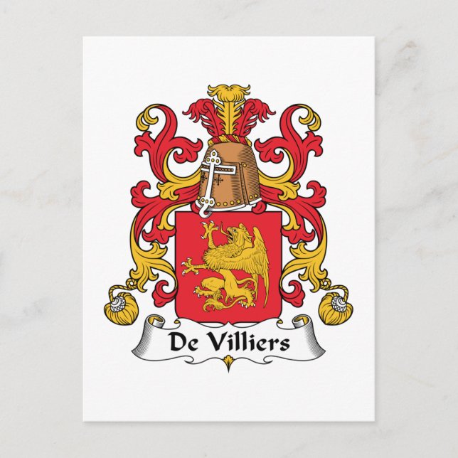 De Villiers Family Crest Postcard (Front)