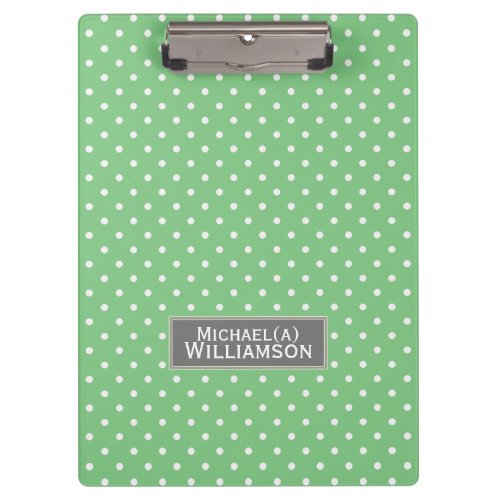 De York Green White Polka Dots Customized Elegant Clipboard