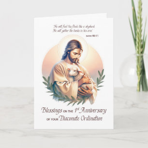 Deacon 1st Ordination Anniversary Jesus Shepherd Card