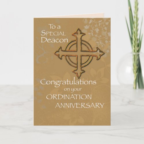 Deacon Anniversary of Ordination Gold Cross Card