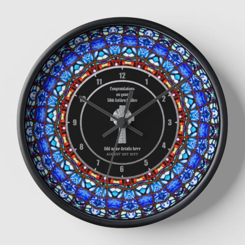 Deacon Minister Ordination Anniversary StainedGlas Clock