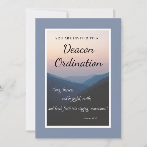 Deacon Ordination Invitation with Mountains