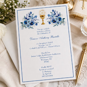 Deacon Priest Ordination Reception Floral Invitation
