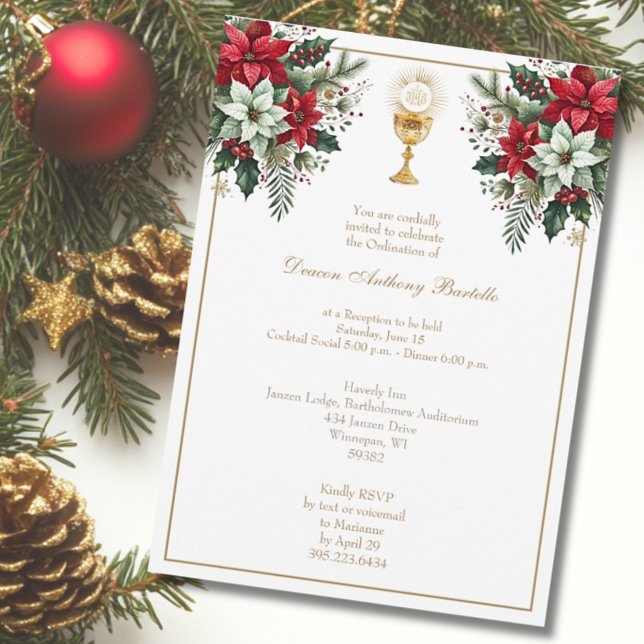 Deacon Priest Ordination Reception Floral Invitation (Creator Uploaded)