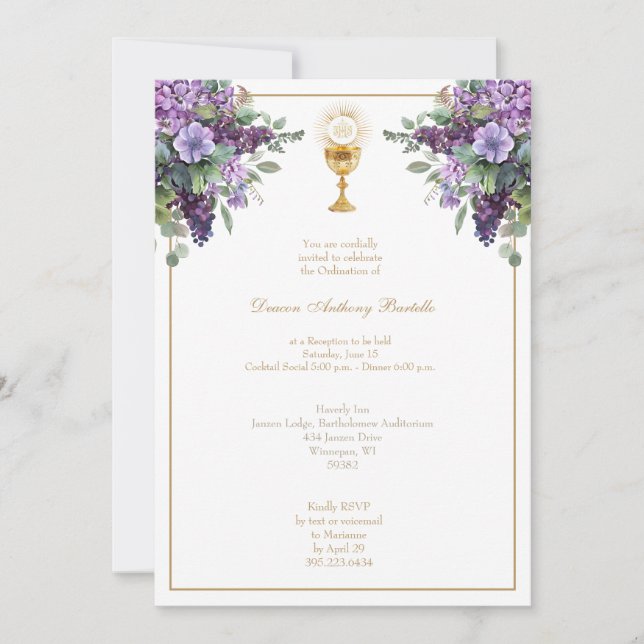 Deacon Priest Ordination Reception Invitation (Front)