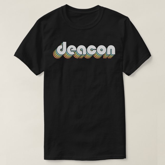 Deacon Retro Rainbow Typography Faded Style T-Shirt (Design Front)