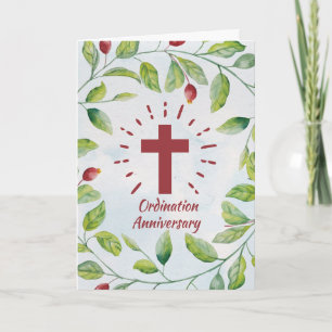 Deaconess Ordination Anniversary Cross in Wreath Card