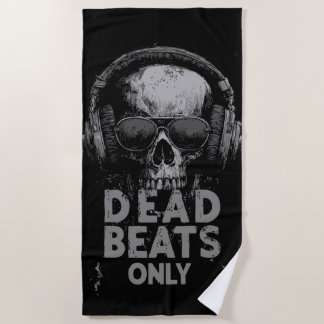 Dead Beats Only – Skull with Headphones Beach Towel