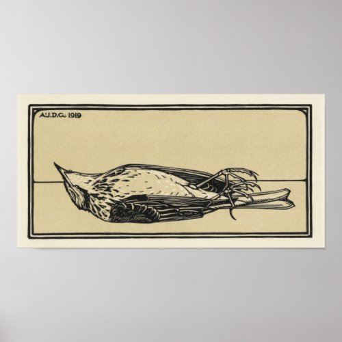 Dead Bird by Julie de Graag Art Nouveau Poster