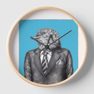 Dead Bird in Black Suits (Old-School Blue) Clock