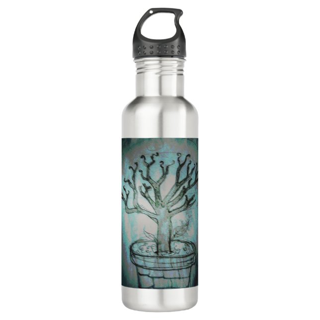 dead bonsai tree stainless steel water bottle (Front)