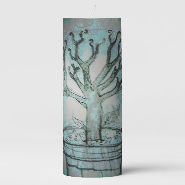 dead bonsai tree thermal tumbler pillar candle (Front)