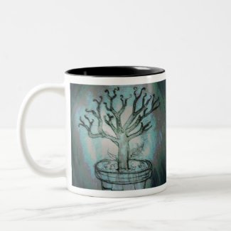 dead bonsai tree Two-Tone coffee mug